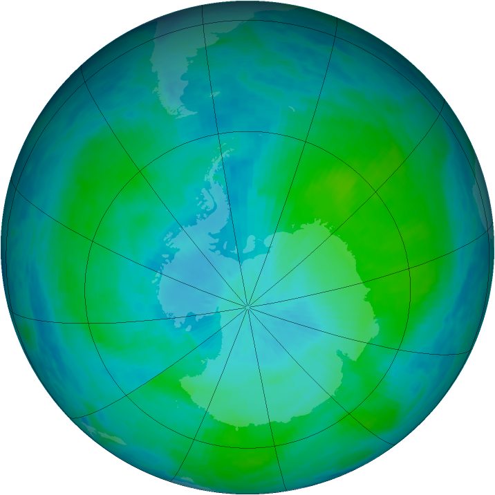 Antarctic ozone map for 11 February 1993
